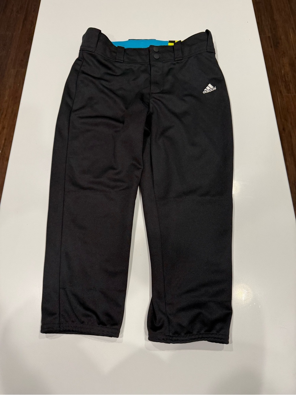 adidas Girls Classic Fit Softball Pants Elastic Bottom Black Size Large
